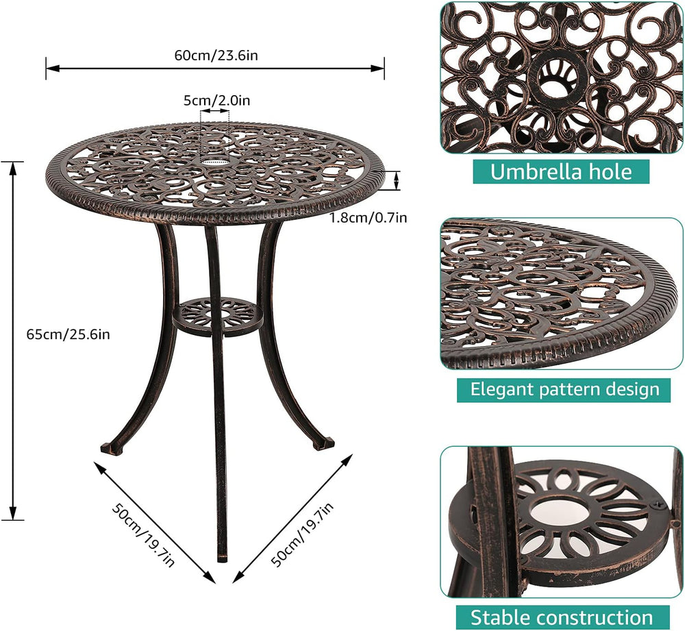 COBANA 3 Piece Outdoor Bistro Set, Patio Dining Retro Table and Chairs