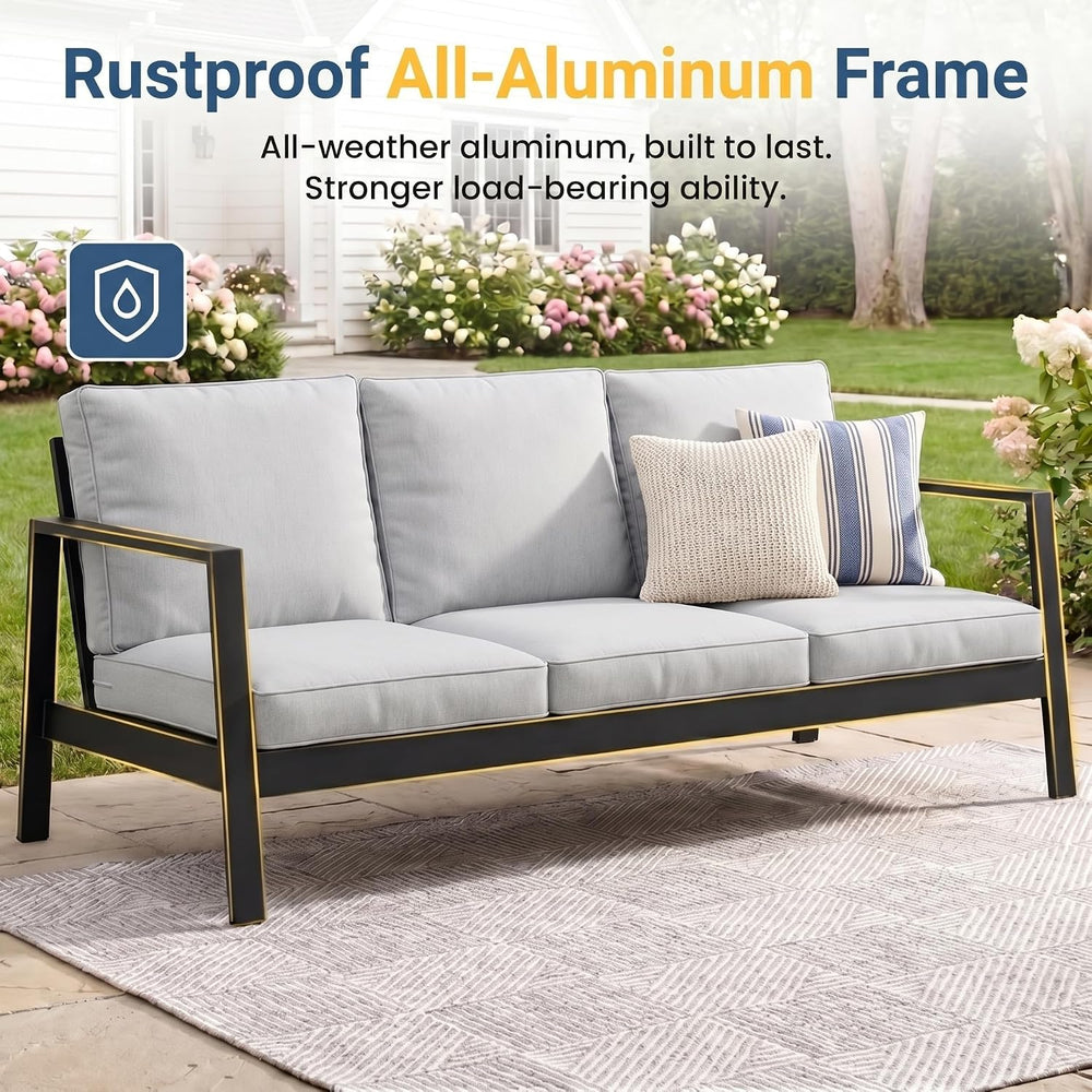 Wisteria Lane Aluminum Outdoor Couch, Patio Sofa with 5" Thick Cushions