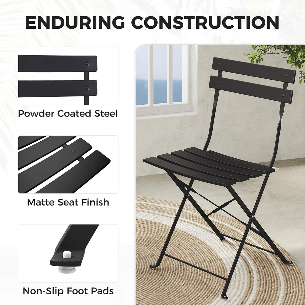 Grand patio 3-Piece Folding Patio Bistro Set Outdoor Porch Balcony, Black