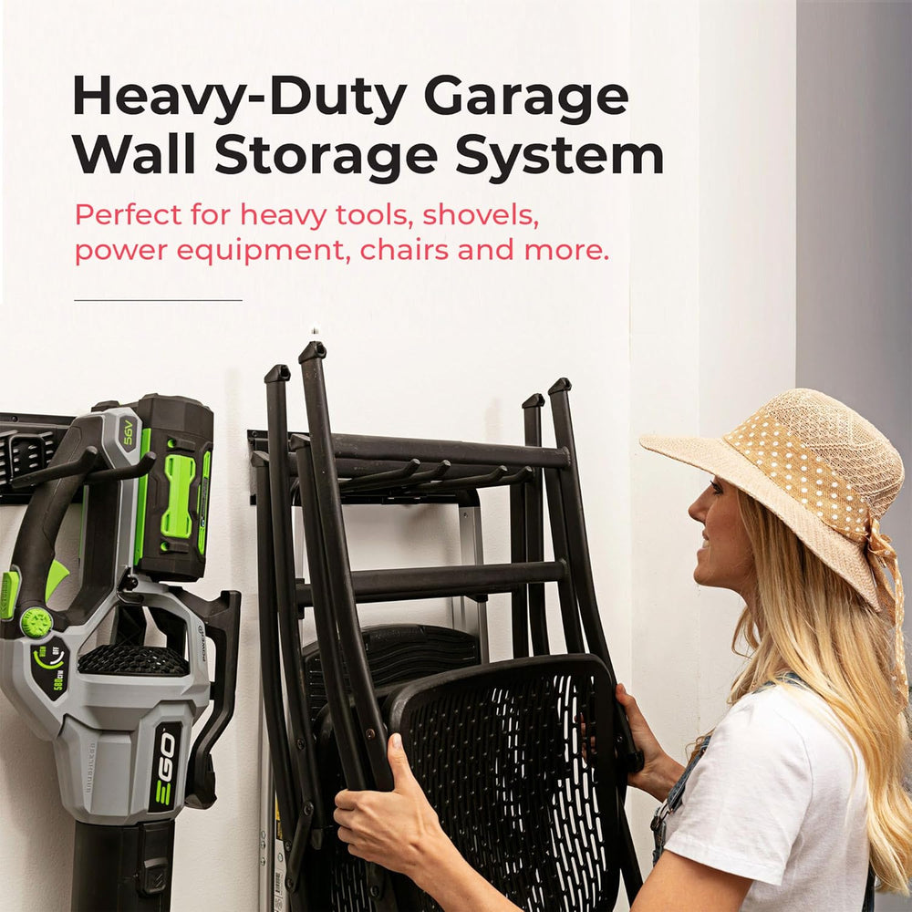 Garage Tool Organizer Wall Mount 96", 2 Shelves & 6 Double Hooks