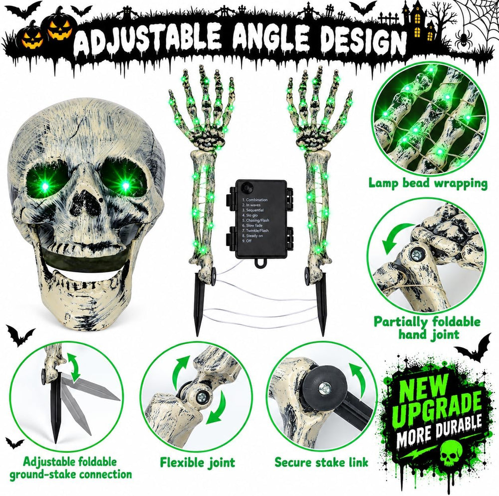 FLYSNK Lighted Halloween Skeleton Groundbreaker Decorations Outdoor, Spooky S...