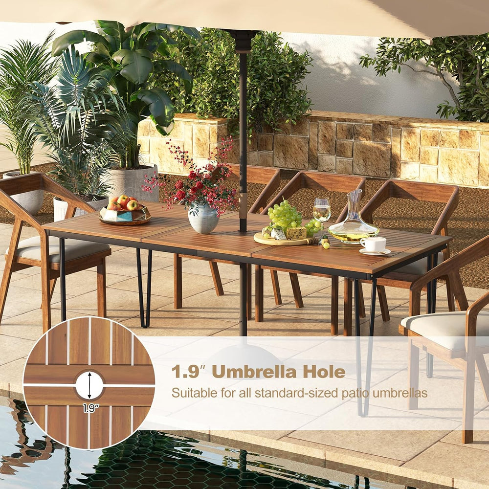 Tangkula 79 Inch Outdoor Dining Table for 8, Acacia Wood 8-Person Patio Table...