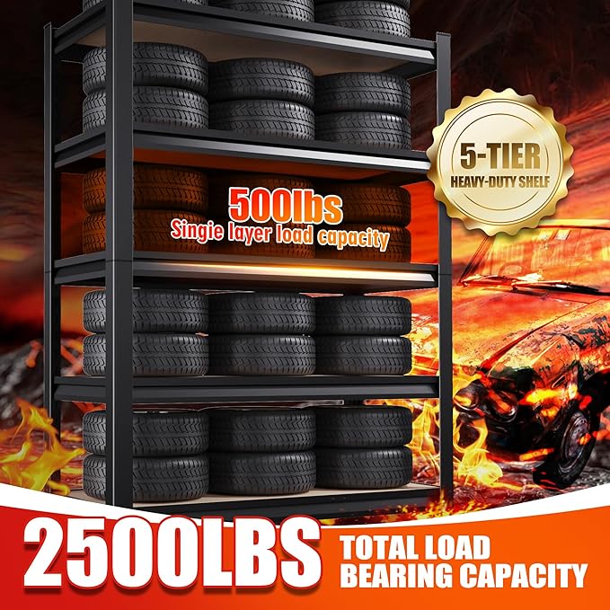 Garage Shelving-2050 lbs 5 Tier Storage Shelves,Adjustable Heavy Duty Metal S...
