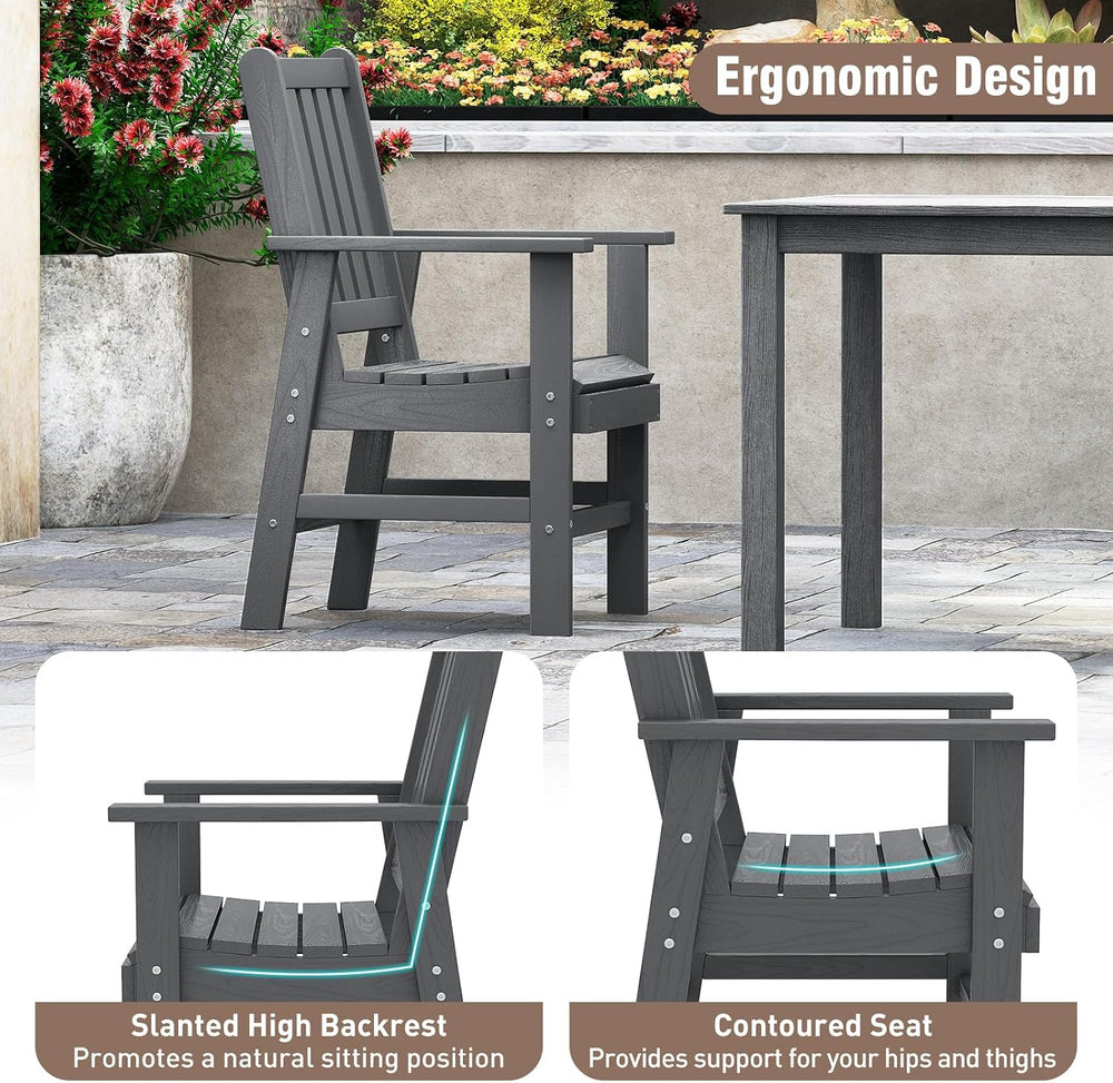 Tangkula Patio Dining Chairs Set of 2, HDPE All Weather Outdoor Chair with Wi...