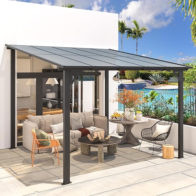 AECOJOY 10’ x 10’ Gazebo, Wall Mounted Gazebos Pergola on Clearance, Outdoor ...