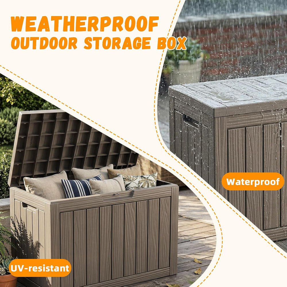 60 Gallon Deck Box, Outdoor Storage Box, Grey