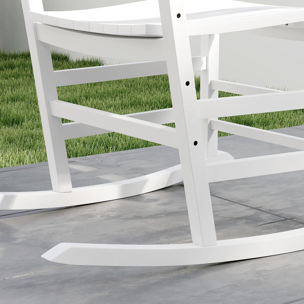 Outsunny Outdoor Rocking Chair Set of 2 High Density Wooden Rockers White