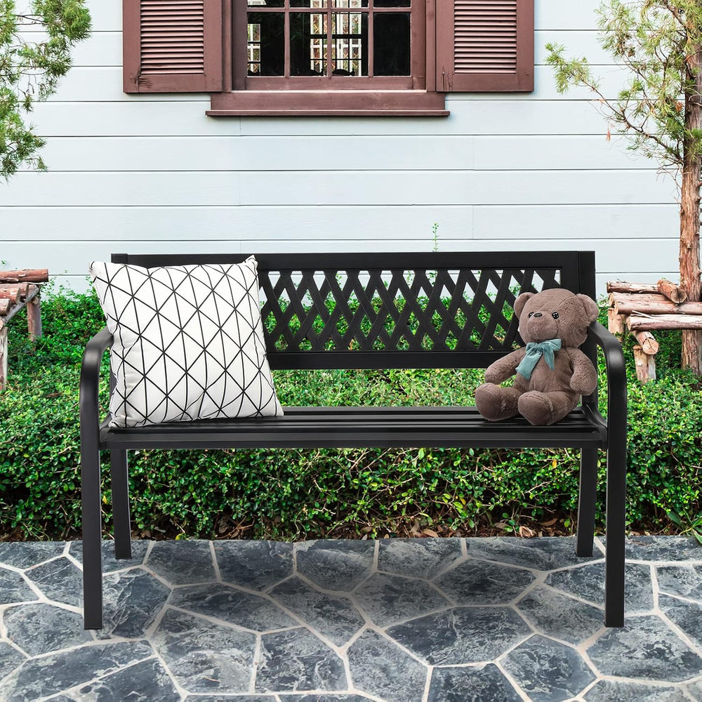 47in Outdoor Garden Park Bench,Outdoor Metal Porch Benches,Weatherproof Patio...