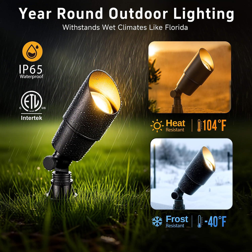 Gardenreet Brass Landscape Lighting - Black Outdoor Low Voltage Spotlights LE...