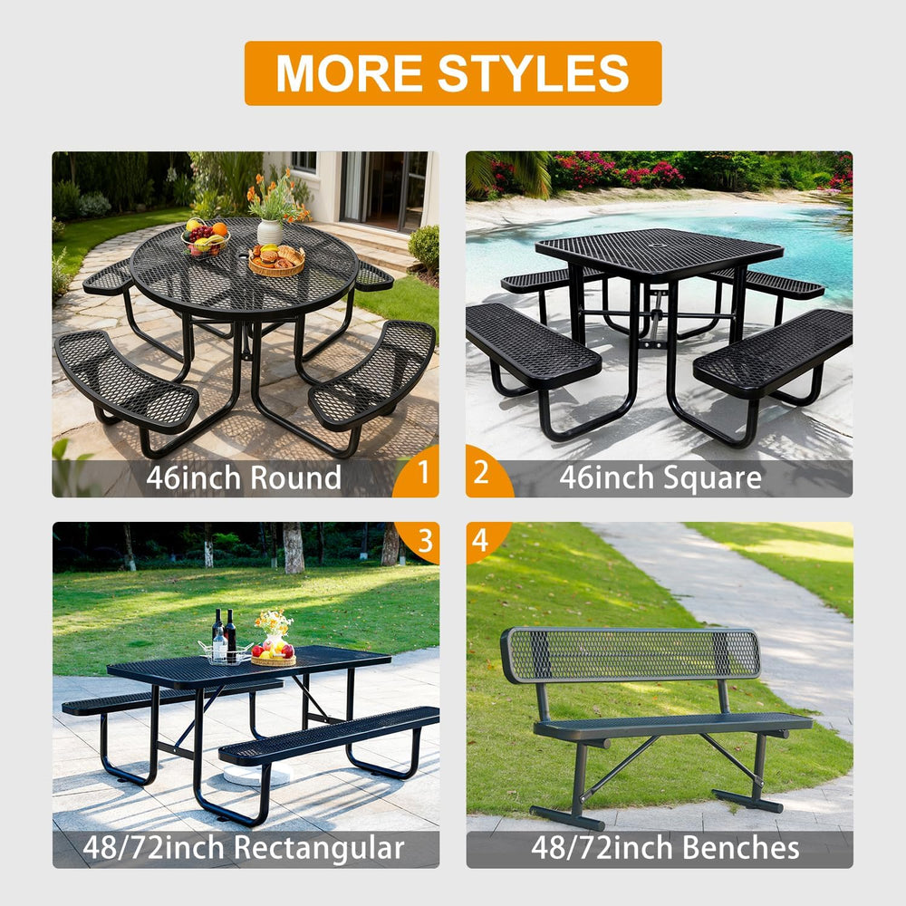 Yaluvantek 6ft Heavy-Duty Outdoor Metal Park Bench for Outside, Black