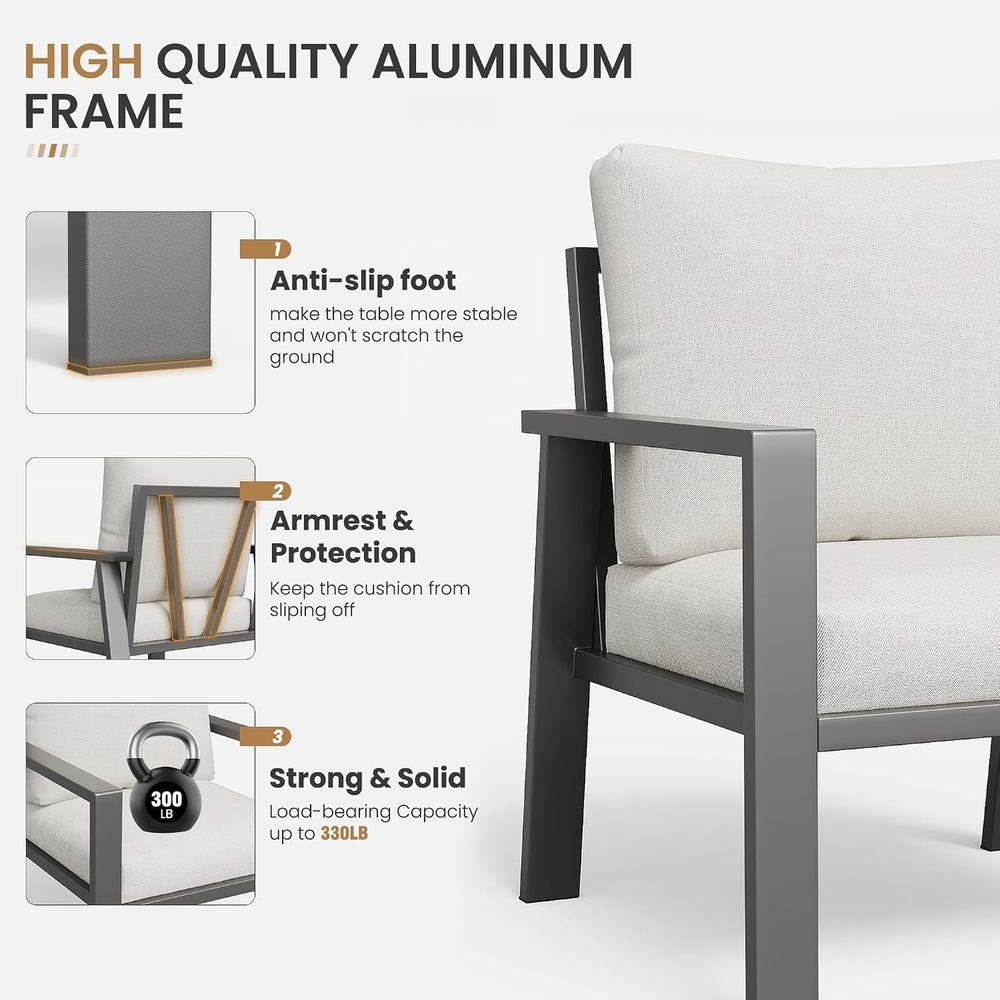 Aluminum Patio Furniture Sets Metal Outdoor Furniture Set with Coffee Table