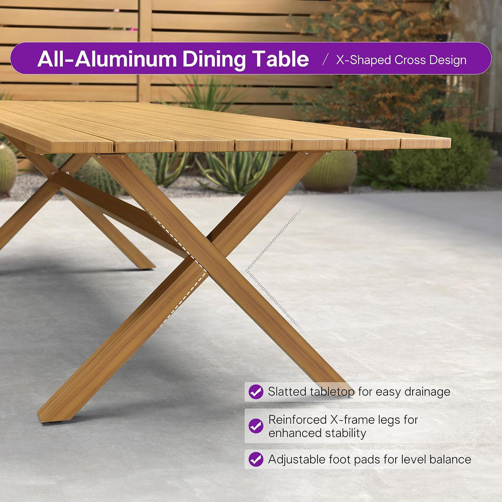 PURPLE LEAF Outdoor Dining Set for 10 Modern Furniture Set w/Cushions, Teak