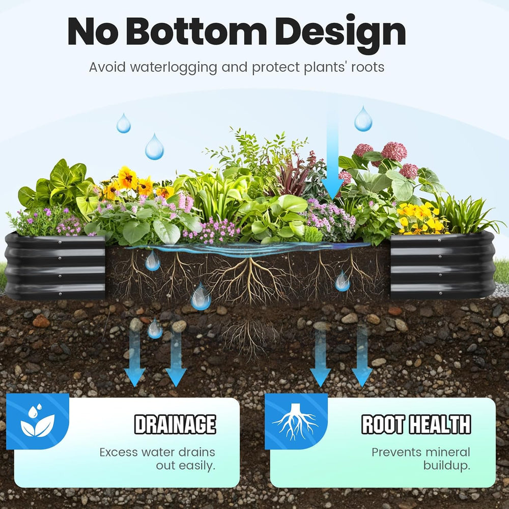 Quictent Galvanized Oval Raised Garden Bed Kit, 6x3x1 ft