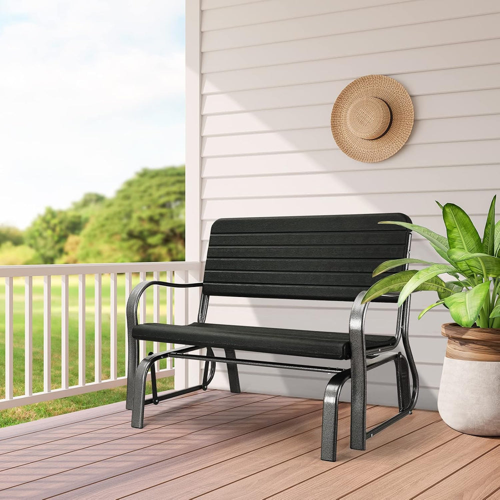 Tangkula Outdoor Glider Bench, Porch Glider Loveseat Swing Bench with w/Steel...
