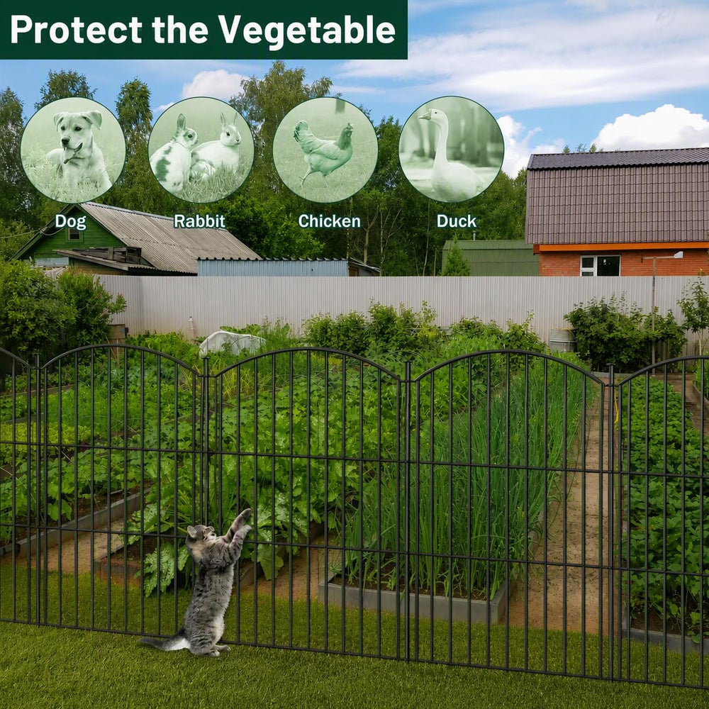 Decorative Metal Garden Fence, 32in(H) No-Dig Flower Bed Border, 24ft(L)