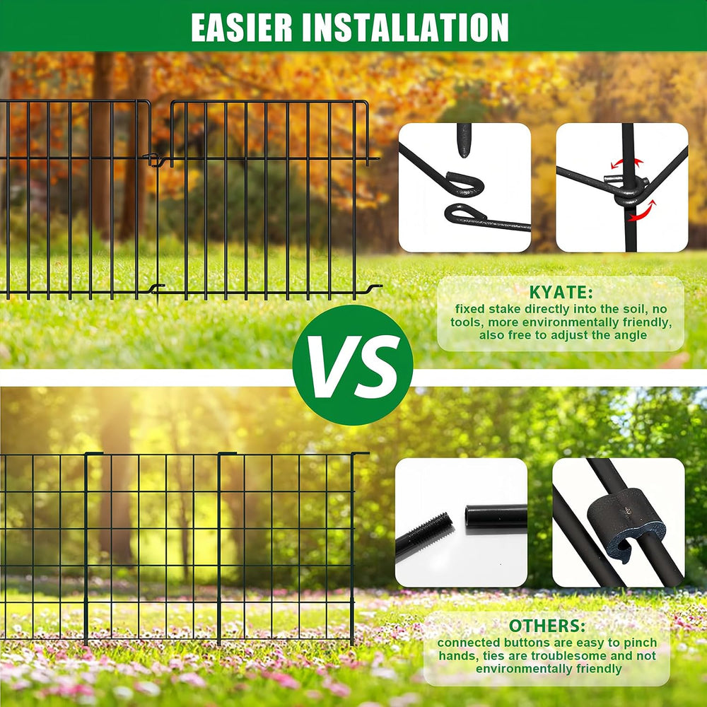 42.5Ft (L) x 20in (H) Decorative Garden Fence 30 Pack Metal Wire Rustproof Sm...