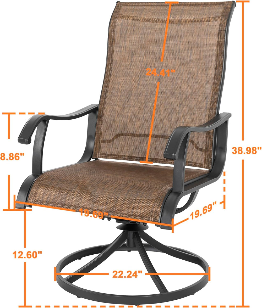 NUU GARDEN Patio Swivel Chair Set of 2, Outdoor Swivel Rocker Dining Chairs w...