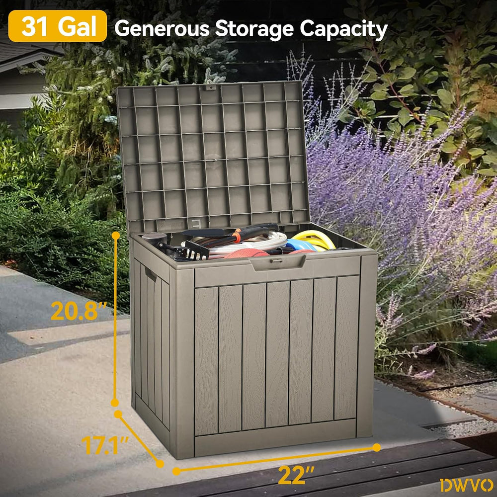 DWVO 30 Gallon Outdoor Storage Box, Weatherproof Lockable Resin Deck Box for ...