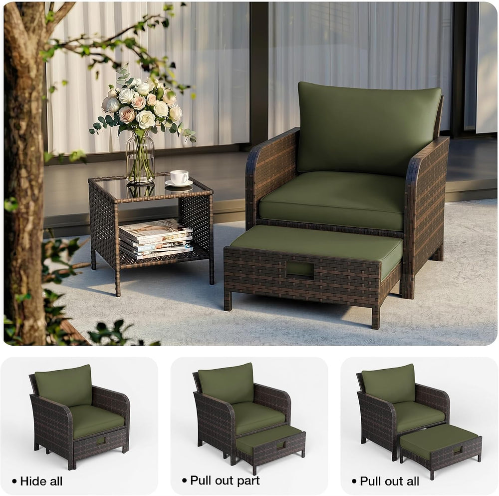 LEVELEVE Patio Conversation Set 5 Piece, Balcony Furniture Outdoor PE Rattan ...