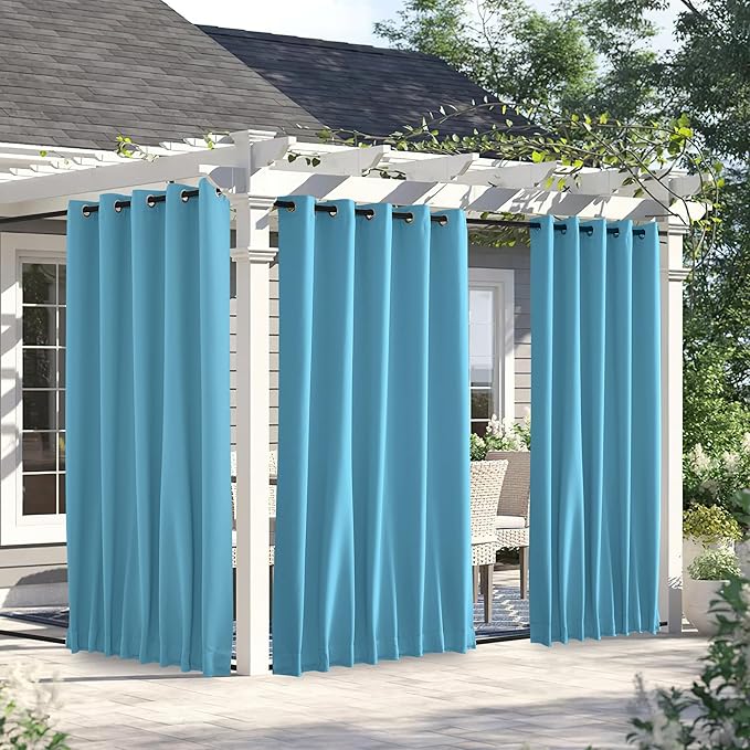 NICETOWN 2 Panels Weighted Outdoor Curtains for Patio Waterproof, Thermal Ins...