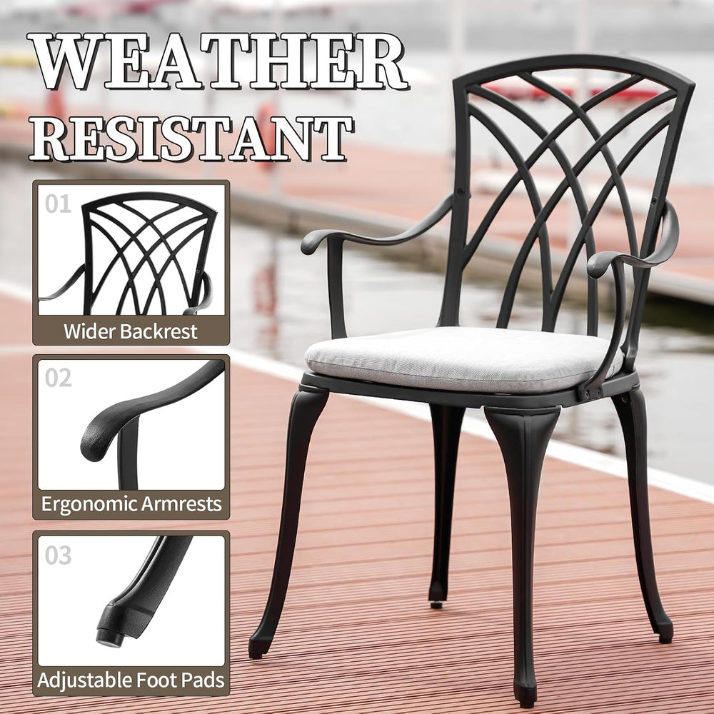 Patio Bistro Sets Cast Aluminum Bistro Table and Chairs Set of 2 with Umbrell...