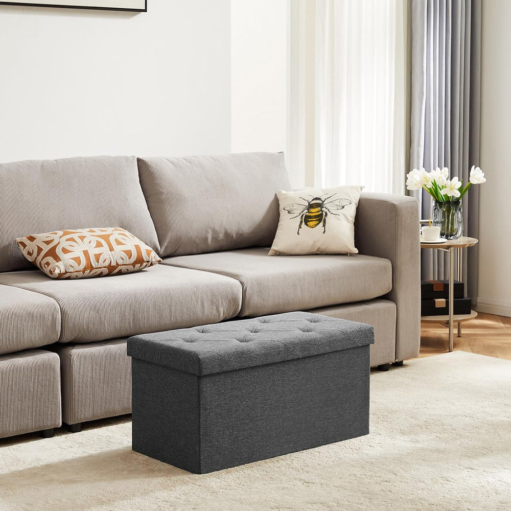 DUMOS 43 Inch Foldable Storage Ottoman Bench, Large Ottoman with Storage