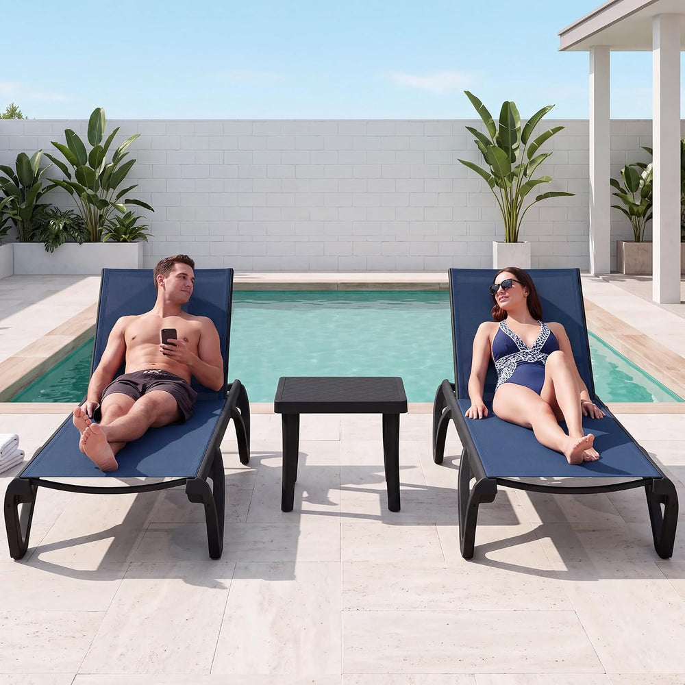 Domi Aluminum Pool Lounge Chair Outdoor Set of 2 Chaise Lounge Outdoor