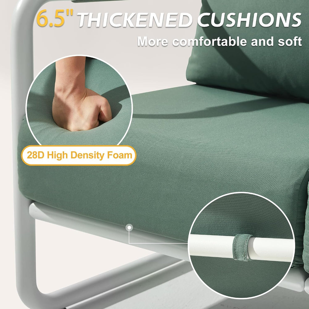 5 Piece Patio Outdoor Aluminum Swivel Rocking Chair with 6.7" Thickened ...