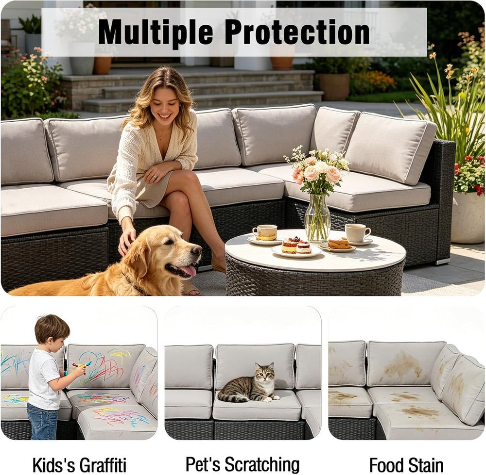 14Pieces Patio Cushion Covers Replacement Outdoor Couch Cushions Covers Splas...