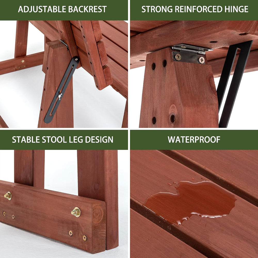 2-IN-1 Convert A Bench Picnic Table Wood Bench to Table With Umbrella Hole