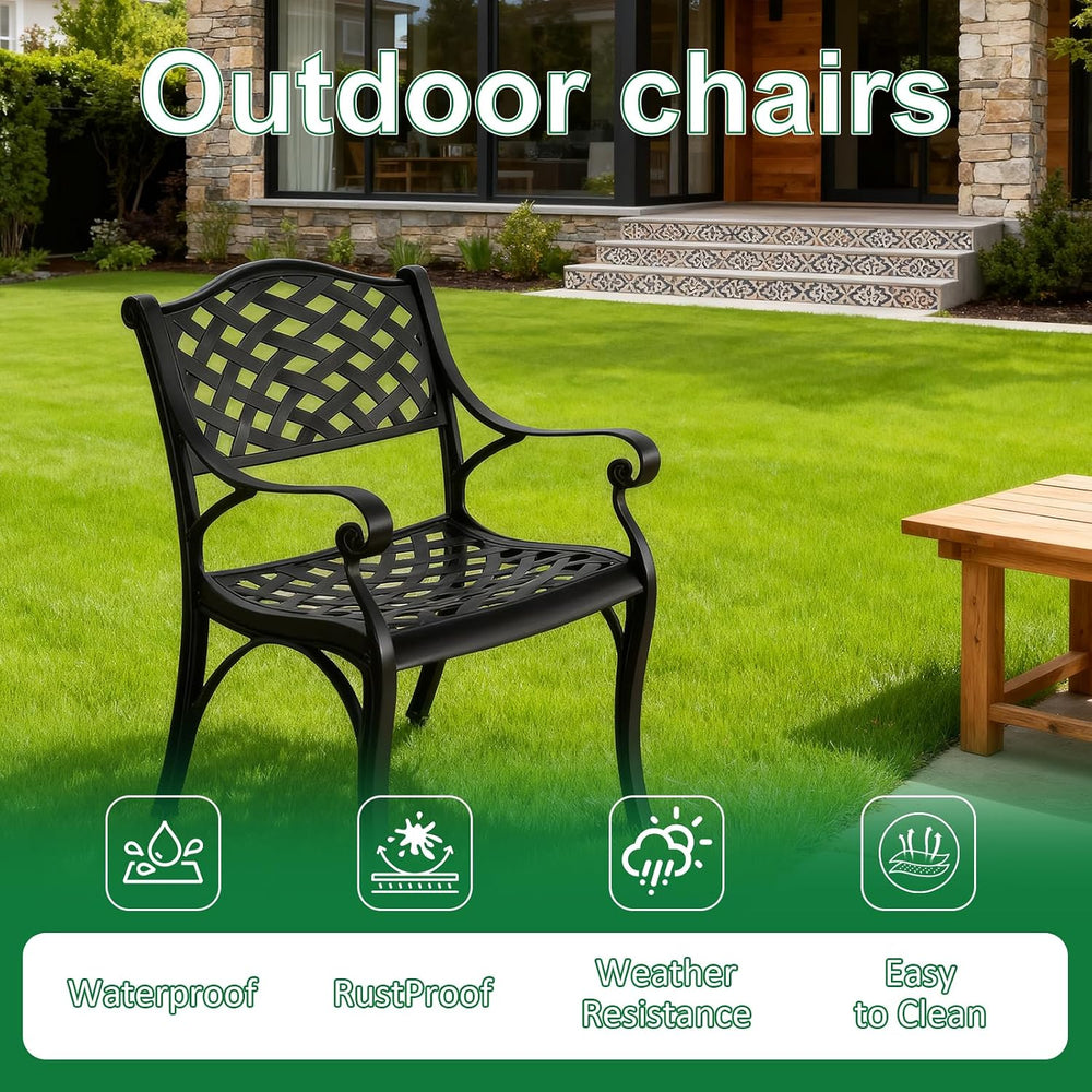 5 Piece Cast Aluminum Outdoor Dining Set, Outdoor Table and Chairs Set of 4, ...