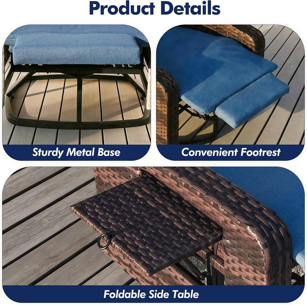 ZZW Outdoor Recliner Chair, Wicker Patio Recliners with Adjustable Backrest a...