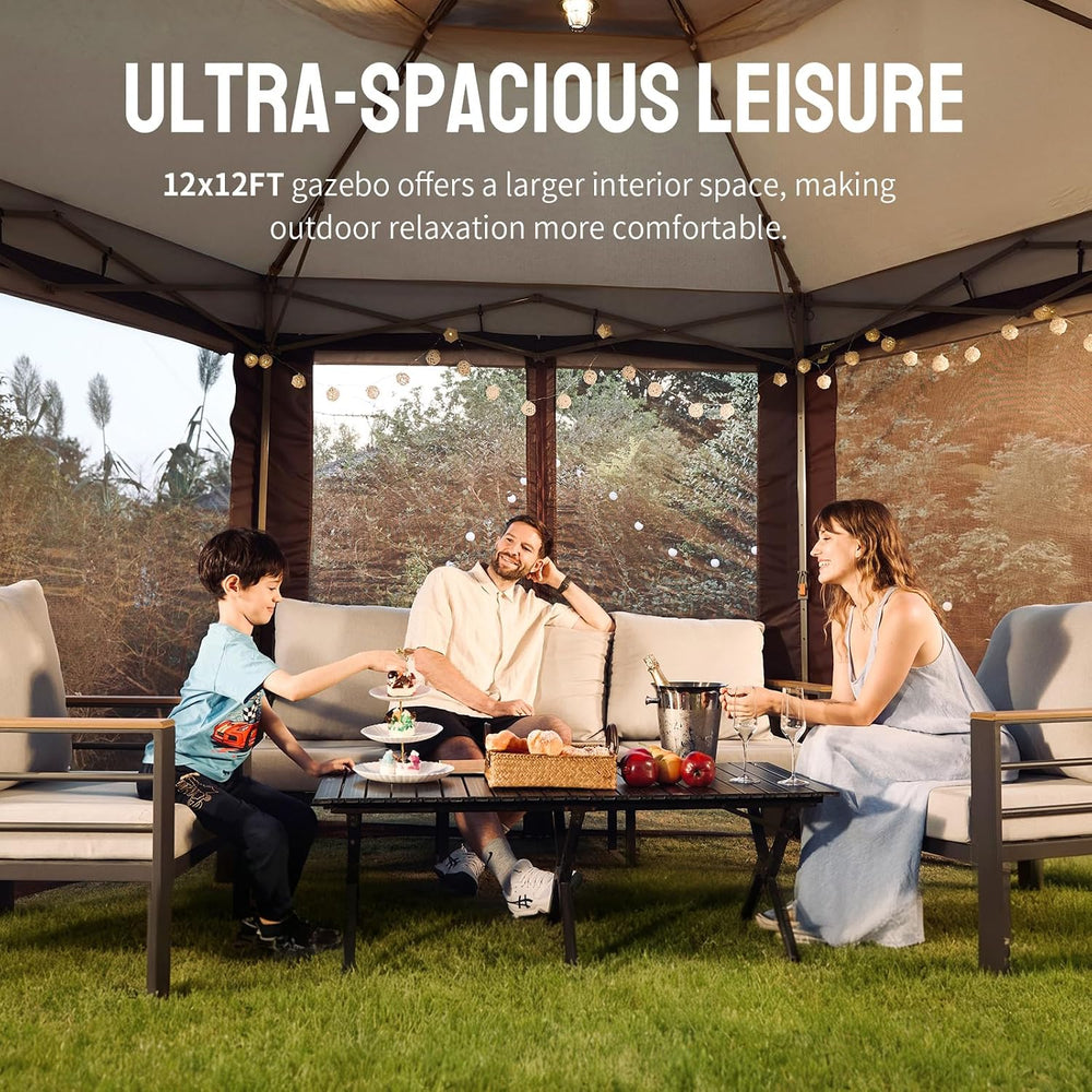 CROWN SHADES 12x12 Pop Up Gazebo with Mosquito Nettings, Patented CENTERLOK 6...
