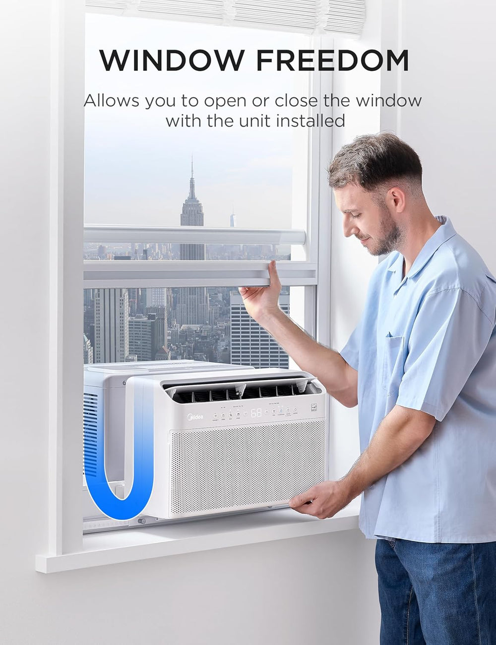 Midea 8,000 BTU U Shaped Window Air Conditioner, Cools up to 350 Sq Ft