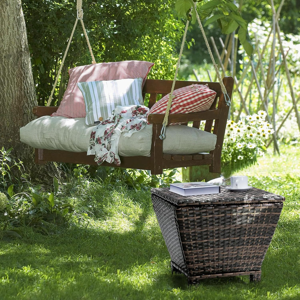 VINGLI Outdoor Side Table with Storage, 13-Gallon Patio Deck Box Outdoor Wick...