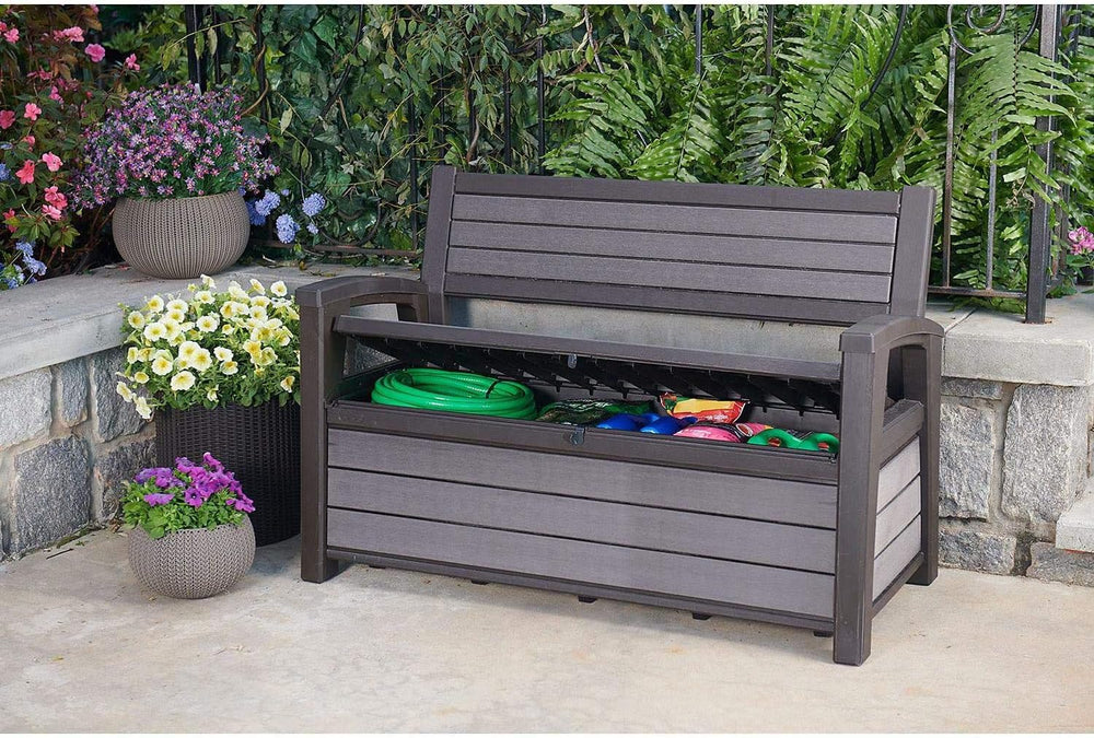 Keter Hudson 60 Gallon Capacity Plastic Resin Weather Resistant Outdoor Home ...