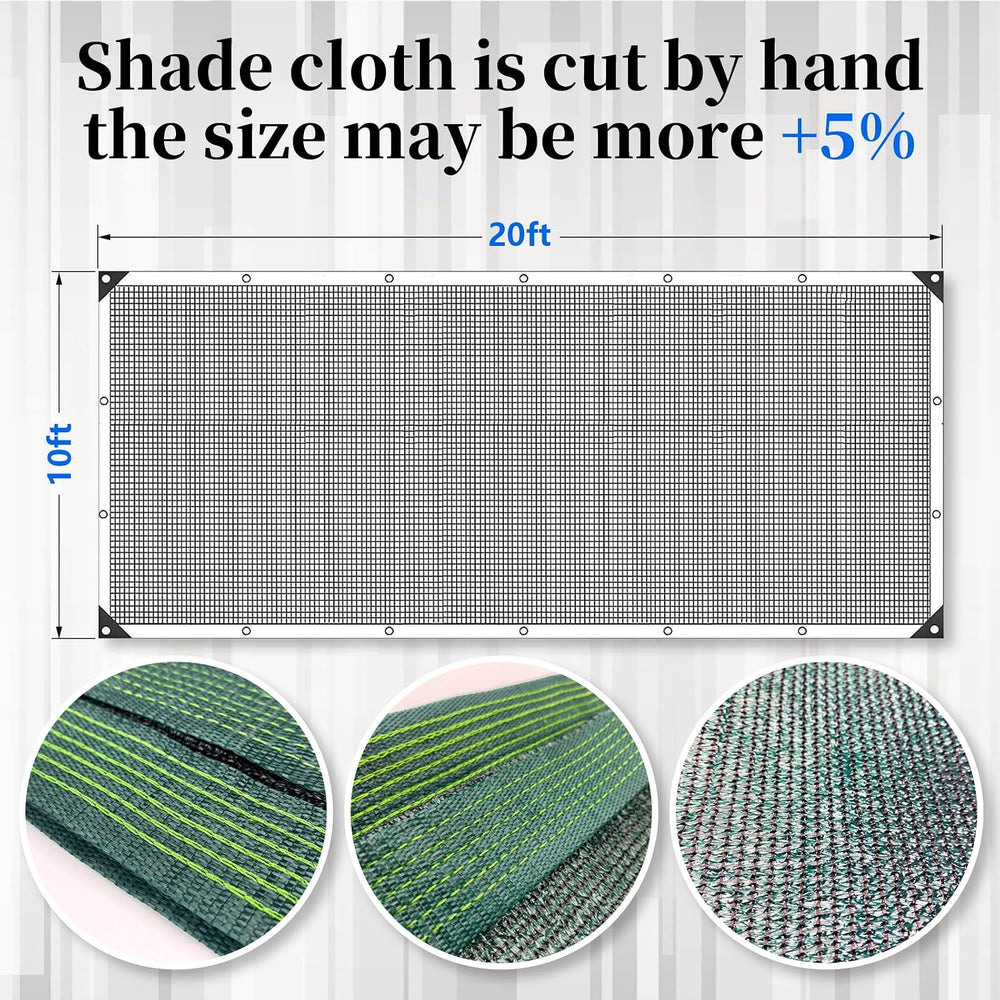 90% Blackish Green Shade Cloth, 10 x 20 ft with Reinforced Grommets