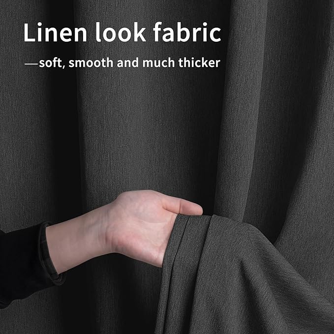 Easy-Going Linen Look Outdoor Curtains Waterproof Windproof Porch Curtains, S...