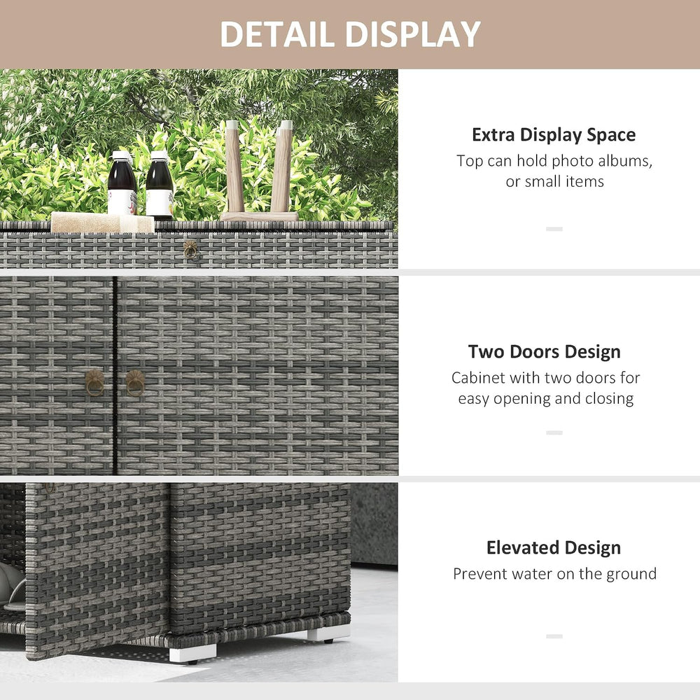 Outsunny Outdoor Storage Cabinet with Drawer Freestanding Gray