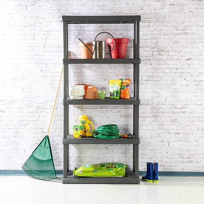 Sterilite 4-Pack 5 Shelf Unit, Heavy-Duty Shelving Storage Rack for Home and ...