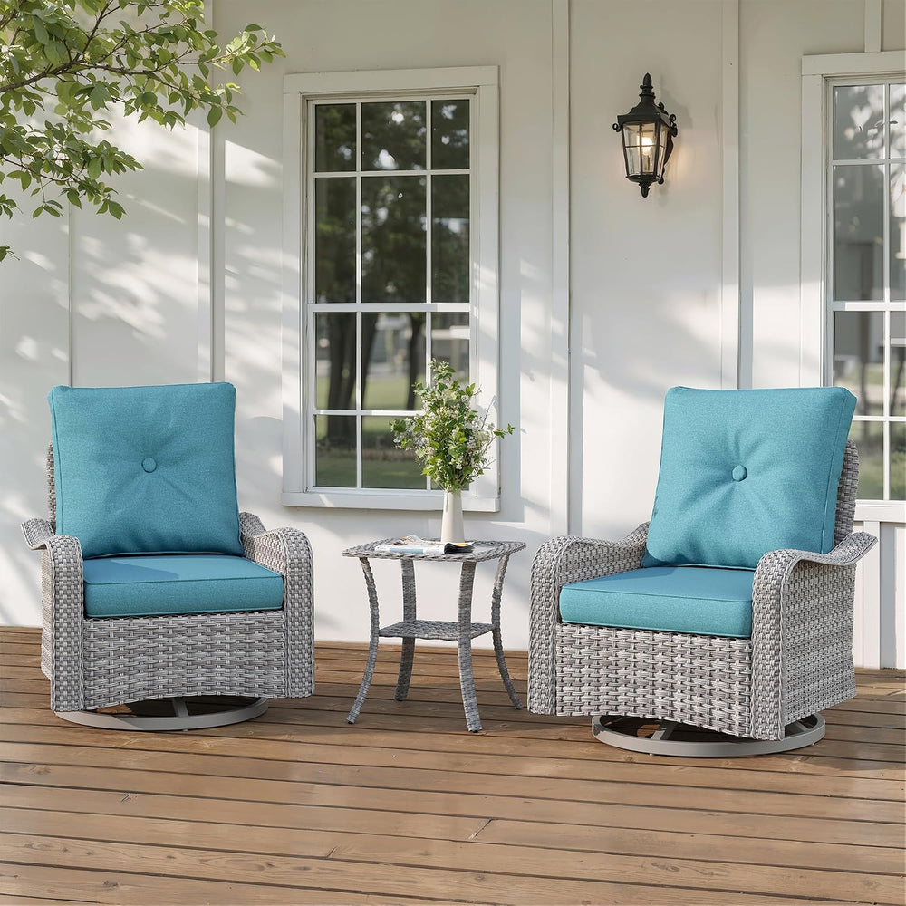 3-Piece Patio Furniture Set, Outdoor Swivel Rocking Chairs