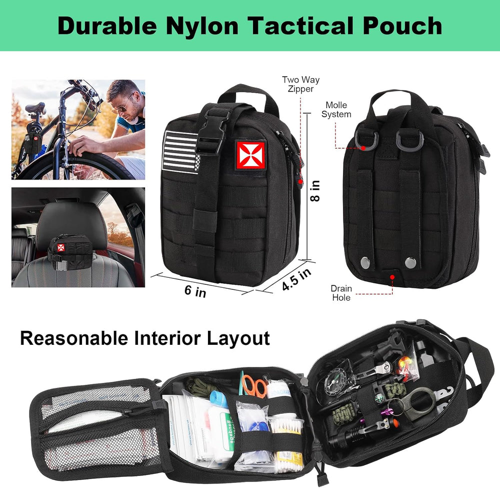 Survival Kit 256 in 1, First Aid Kit Survival Gear Tools Trauma Kit with Moll...