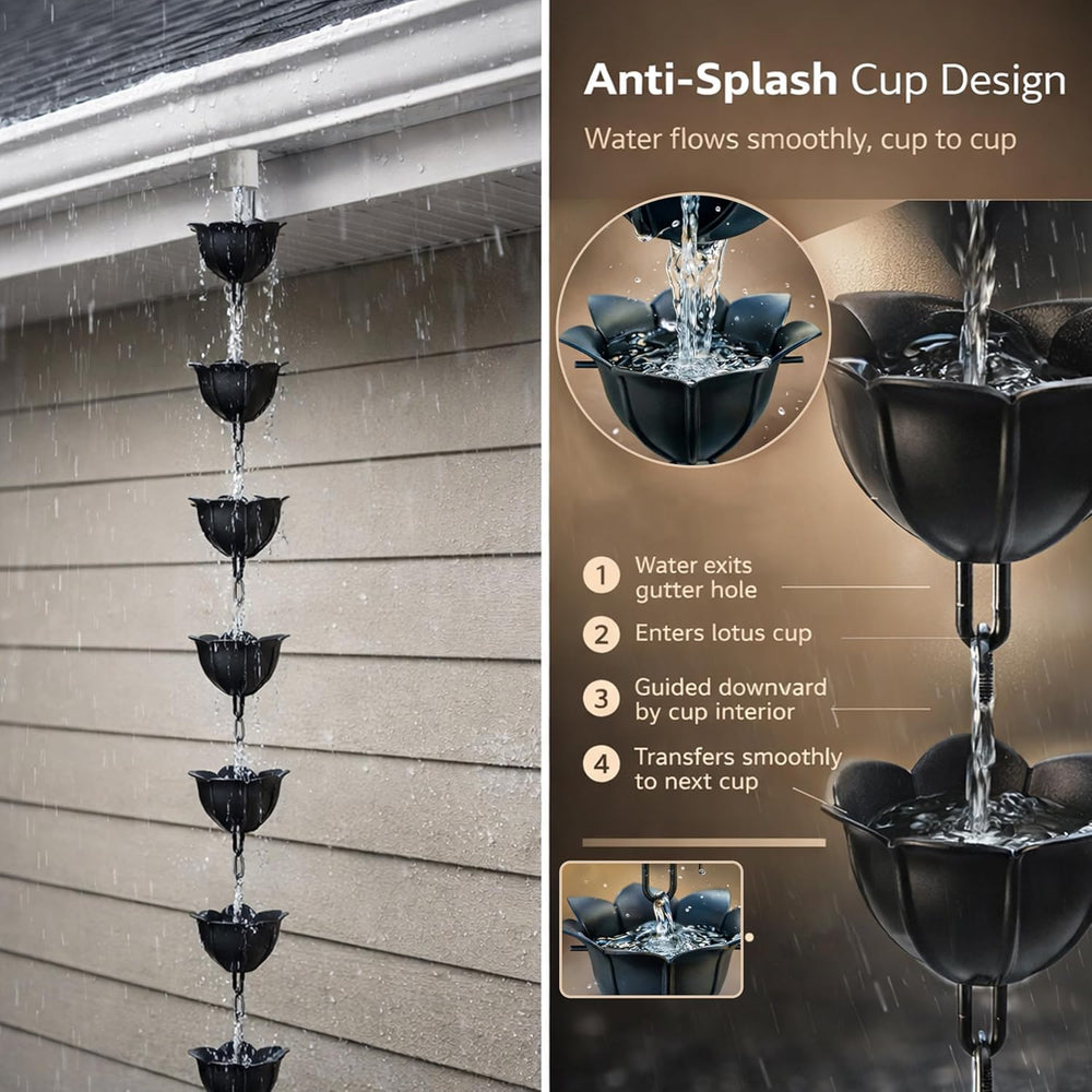 Gardzen Aluminum Rain Chain for Gutter
