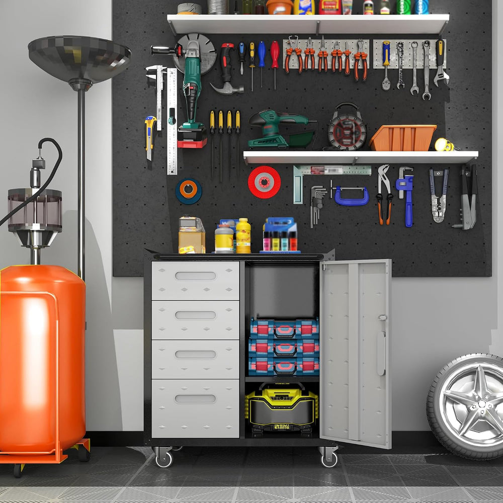 Garage Storage Cabinet System 8pcs Heavy Duty Workshop Set Wall Mount Cabinet...