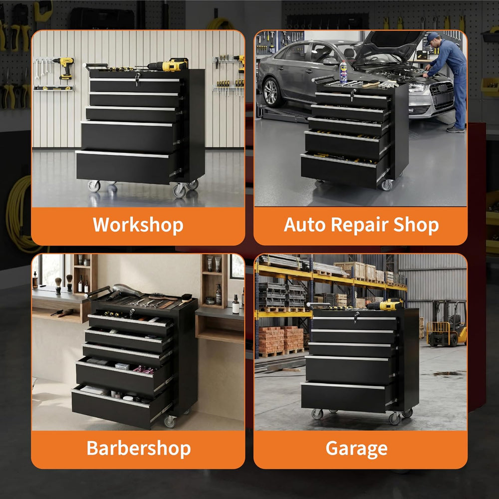Garvee Rolling Tool Chest, 5 Drawers Tool Storage Cabinet, Toolbox with Wheel...