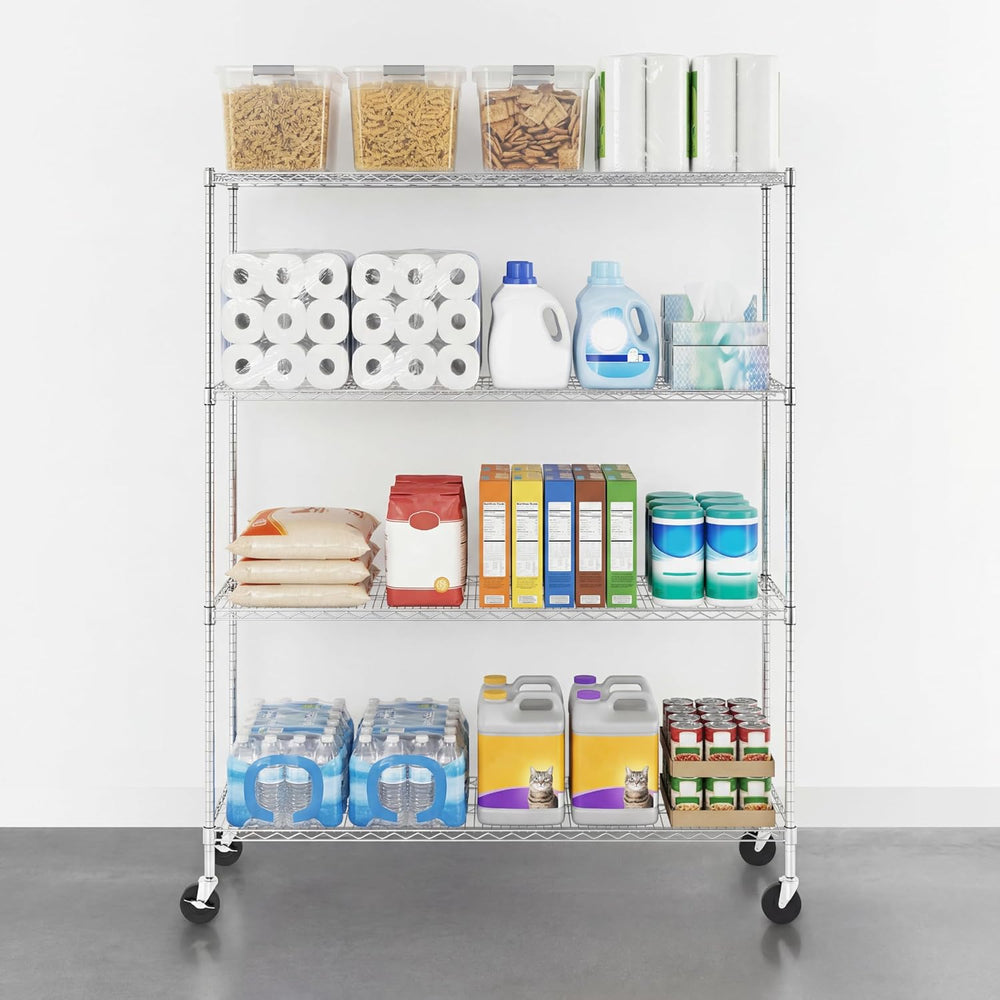 SafeRacks 4-Tier Wire Shelving with Wheels, NSF Heavy Duty 60x18x72 Rack