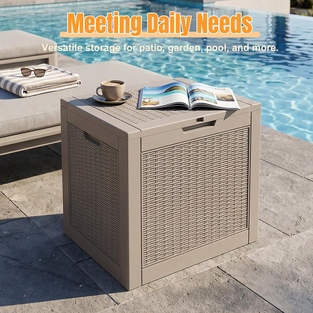 Outdoor Storage Box, 42 Gallon Waterproof Resin Patio Deck Box