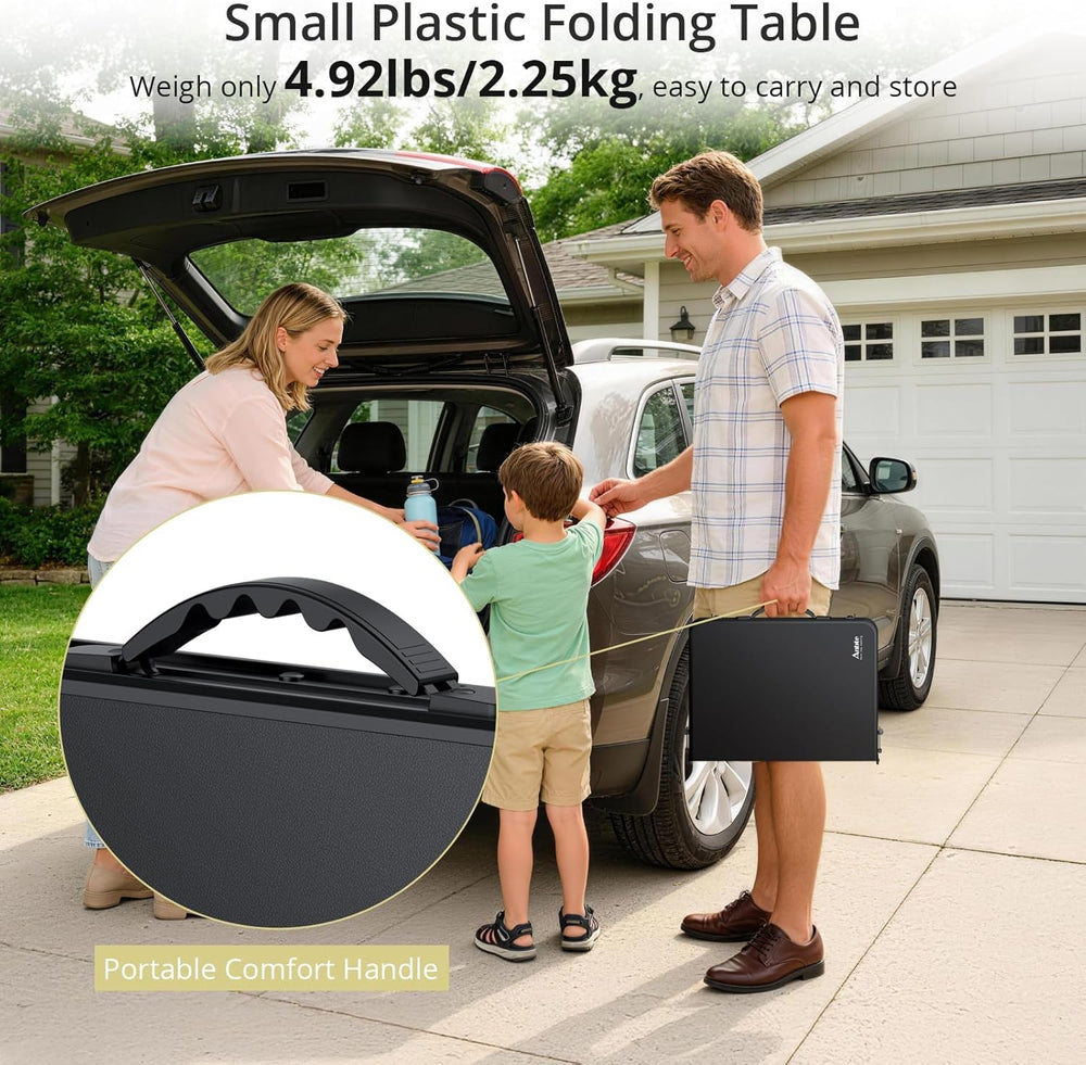 Anbte 2 ft Small Folding Table, 3 Adjustable Height for Camping, 23" X 1...