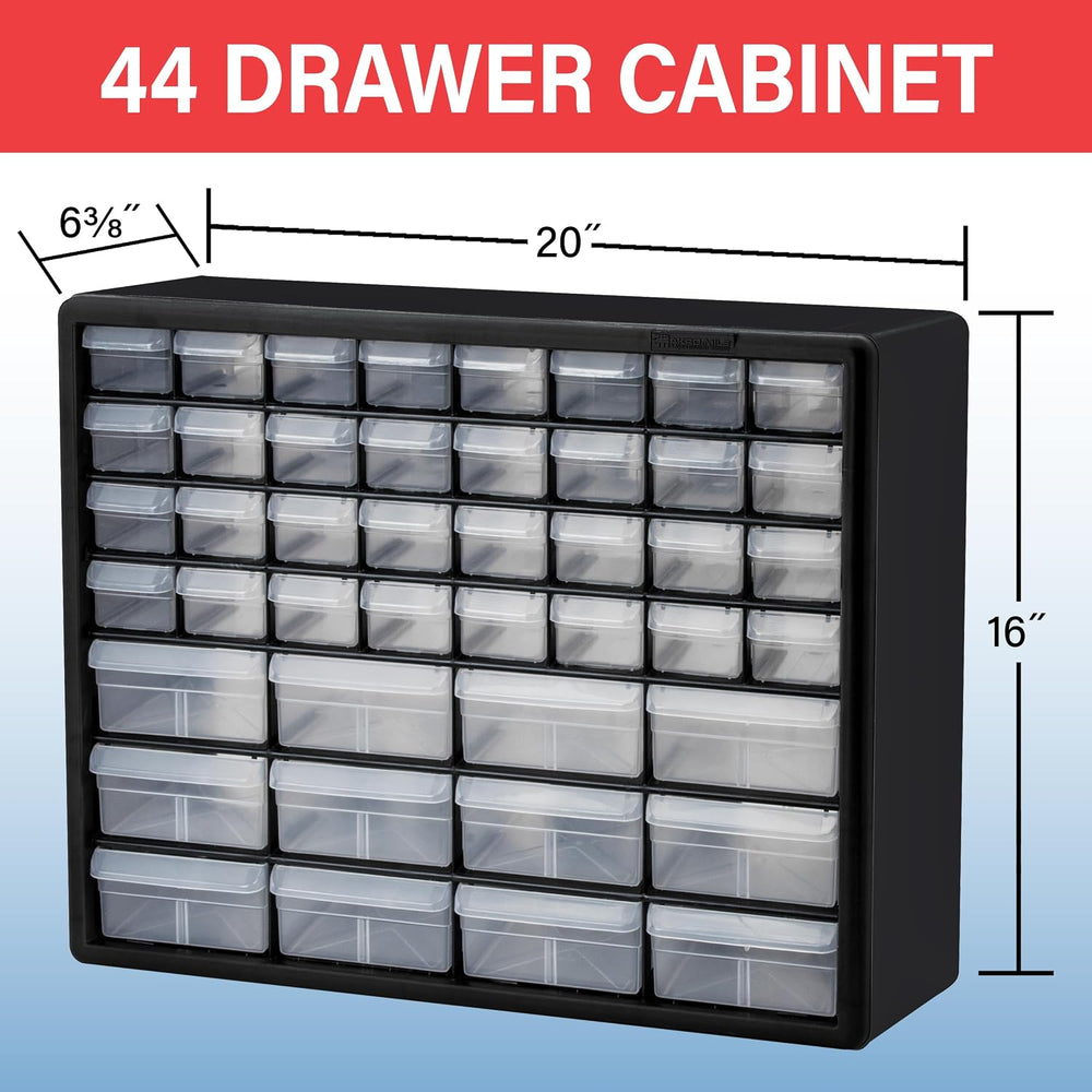 Akro-Mils 44-Drawer Plastic Storage Cabinet, 20"W x 6"D x 16"H...