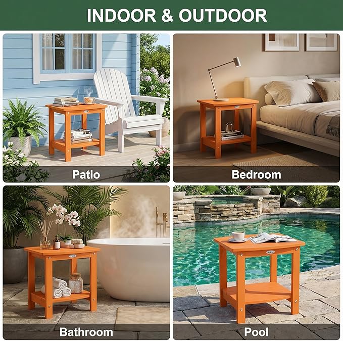 Y&M Outdoor Side Table, HIPS Adirondack Small Double Layer Table, Waterpr...